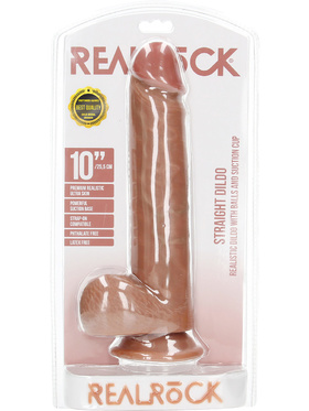 RealRock: Straight Realistic Dildo with Balls, 25.5 cm, lightbrown