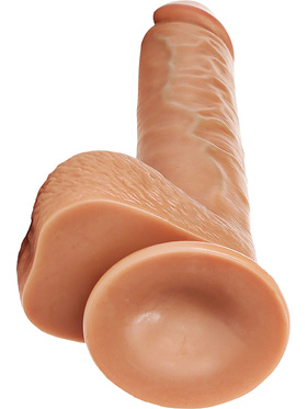 RealRock: Straight Realistic Dildo with Balls, 25.5 cm, lightbrown