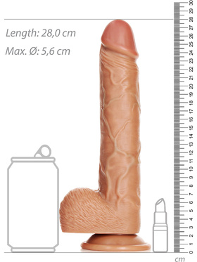 RealRock: Straight Realistic Dildo with Balls, 25.5 cm, lightbrown