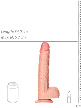 RealRock: Straight Realistic Dildo with Balls, 30.5 cm, light