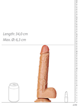 RealRock: Straight Realistic Dildo with Balls, 30.5 cm, lightbrown