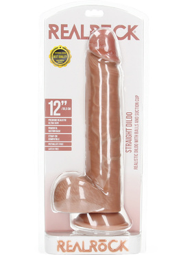 RealRock: Straight Realistic Dildo with Balls, 30.5 cm, lightbrown