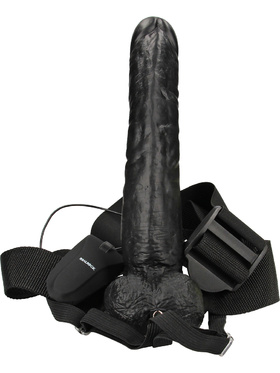 RealRock: Vibrating Hollow Strap-on, 23 cm, black