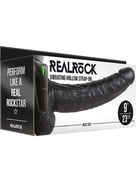 RealRock: Vibrating Hollow Strap-on, 23 cm, black