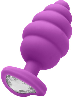Ouch!: Regular Ribbed Diamond Heart Plug, purple