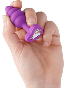 Ouch!: Regular Ribbed Diamond Heart Plug, purple