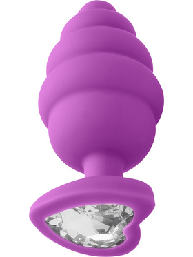 Ouch!: Regular Ribbed Diamond Heart Plug, purple