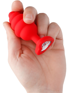 Ouch!: Large Ribbed Diamond Heart Plug, red