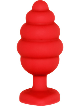 Ouch!: Large Ribbed Diamond Heart Plug, red