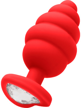 Ouch!: Large Ribbed Diamond Heart Plug, red