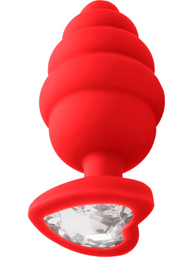 Ouch!: Large Ribbed Diamond Heart Plug, red