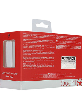 Ouch!: Large Ribbed Diamond Heart Plug, red