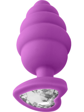 Ouch!: Large Ribbed Diamond Heart Plug, purple