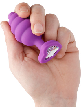 Ouch!: Large Ribbed Diamond Heart Plug, purple