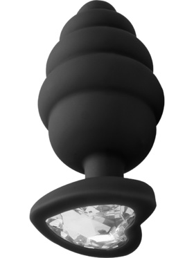Ouch!: Extra Large Ribbed Diamond Heart Plug, black