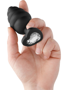 Ouch!: Extra Large Ribbed Diamond Heart Plug, black