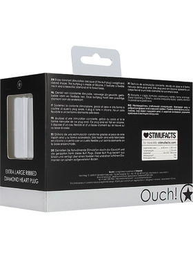 Ouch!: Extra Large Ribbed Diamond Heart Plug, black