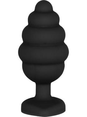 Ouch!: Extra Large Ribbed Diamond Heart Plug, black
