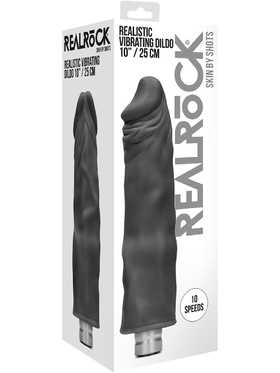 RealRock: Realistic Vibrating Dildo, 25 cm, black