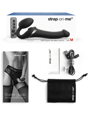 Strap-On-Me: Multi Orgasm Bendable Strap-On Vibrator, M, svart