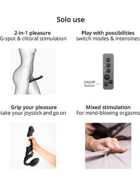 Strap-On-Me: Multi Orgasm Bendable Strap-On Vibrator, M, svart