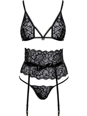 Kissable: 3-piece Underwear-Set in Lace, black