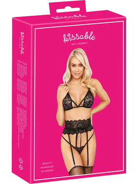 Kissable: 3-piece Underwear-Set in Lace, black