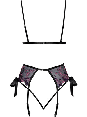 Kissable: 3-piece Underwear-set with Roses, black 