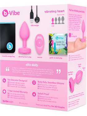 B-Vibe: Vibrating Heart, Remote Control Plug, pink