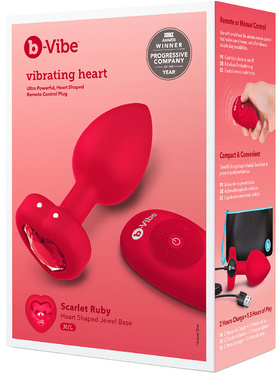 B-Vibe: Vibrating Heart, Remote Control Plug, red