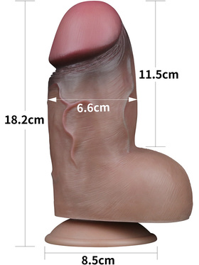 LoveToy: Dual-Layered Silicone Cock, 18 cm, dark