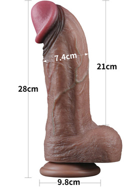 LoveToy: Dual-Layered Silicone XXL Cock, 28 cm, dark