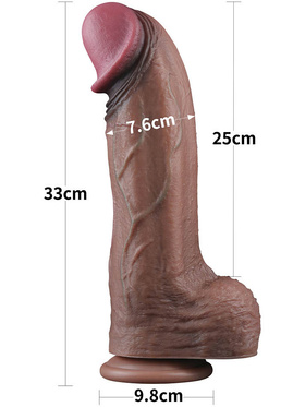 LoveToy: Dual-Layered Silicone XXL Cock, 33 cm, dark 
