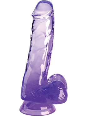 King Cock Clear: Dildo with Balls, 18 cm, purple