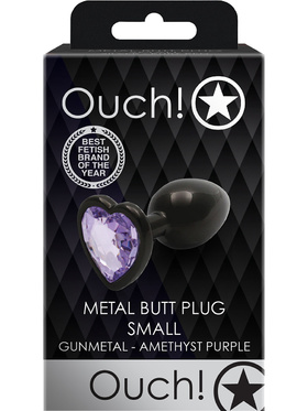 Ouch!: Heart Gem Metal Butt Plug, small, grey