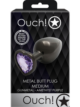 Ouch!: Heart Gem Metal Butt Plug, medium, grey
