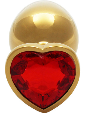 Ouch!: Heart Gem Metal Butt Plug, medium, gold