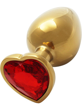 Ouch!: Heart Gem Metal Butt Plug, medium, gold