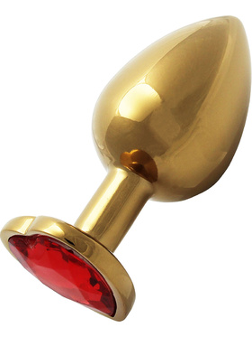 Ouch!: Heart Gem Metal Butt Plug, medium, gold