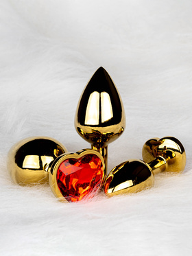 Ouch!: Heart Gem Metal Butt Plug, medium, gold