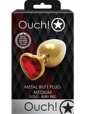 Ouch!: Heart Gem Metal Butt Plug, medium, gold