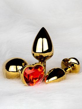 Ouch!: Heart Gem Metal Butt Plug, large, gold