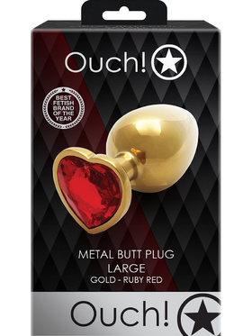 Ouch!: Heart Gem Metal Butt Plug, large, gold