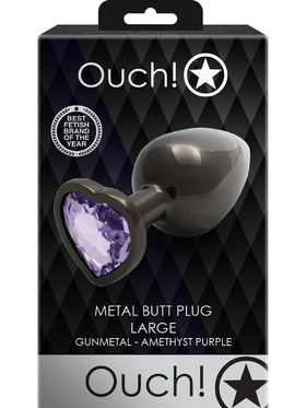 Ouch!: Heart Gem Metal Butt Plug, large, grey