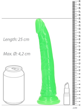 RealRock: Glow in the Dark Realistic Dildo, 22.5 cm, green