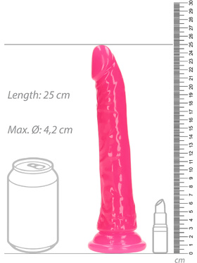 RealRock: Glow in the Dark Realistic Dildo, 22.5 cm, pink