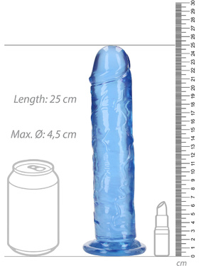 RealRock: Crystal Clear Straight Realistic Dildo, 23 cm, blue