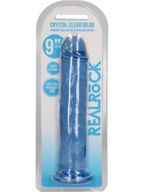 RealRock: Crystal Clear Straight Realistic Dildo, 23 cm, blue