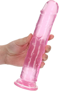 RealRock: Crystal Clear Straight Realistic Dildo, 23 cm, pink