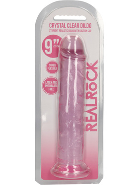 RealRock: Crystal Clear Straight Realistic Dildo, 23 cm, pink
